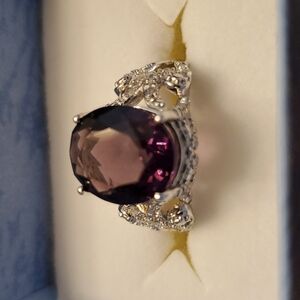 Huge Amethyst Sterling Silver Ring